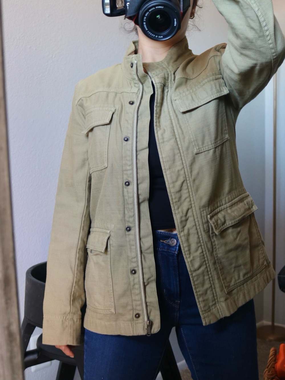 J.Crew 100% Cotton Light Olive Khaki Utility Field Jacket Barn Jacket XS